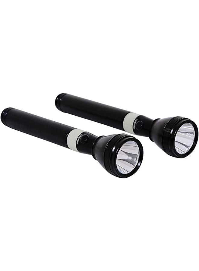 GEEPAS - 2-Piece Portable CREE Bright Zoom Rechargeable Long Range Distance Hi Power Focus Emergency Torch Light LED Flashlight Set Black 23.5cm - Image 1