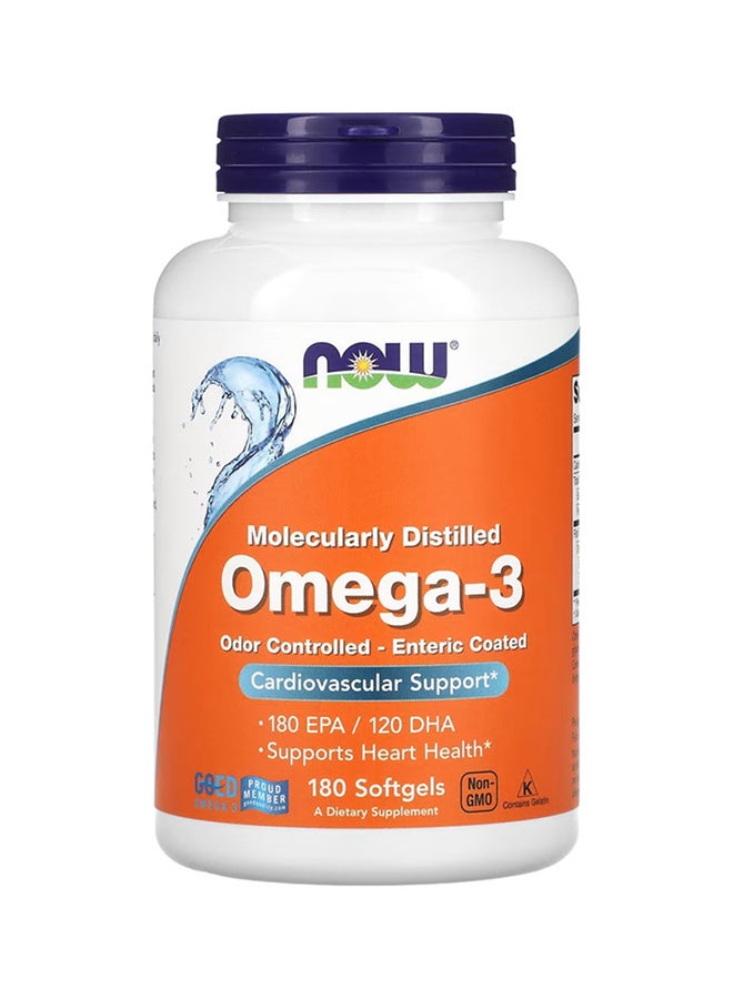 Now Foods Molecularly Distilled Omega-3 - 180 Softgels - Image 1