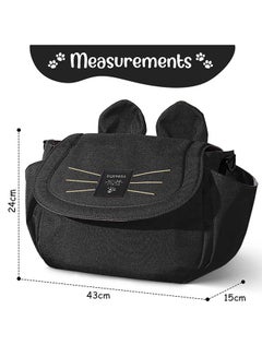Sunveno Comfortable And Durable Meow Stroller Diaper Bag - Black  - Image 3