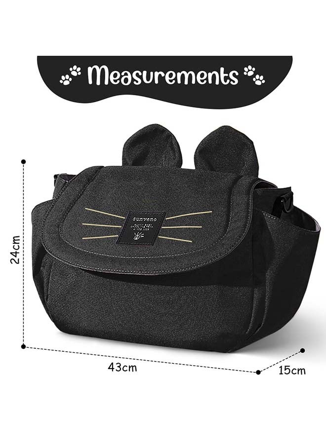 Sunveno - Comfortable And Durable Meow Stroller Diaper Bag - Black - Image 1