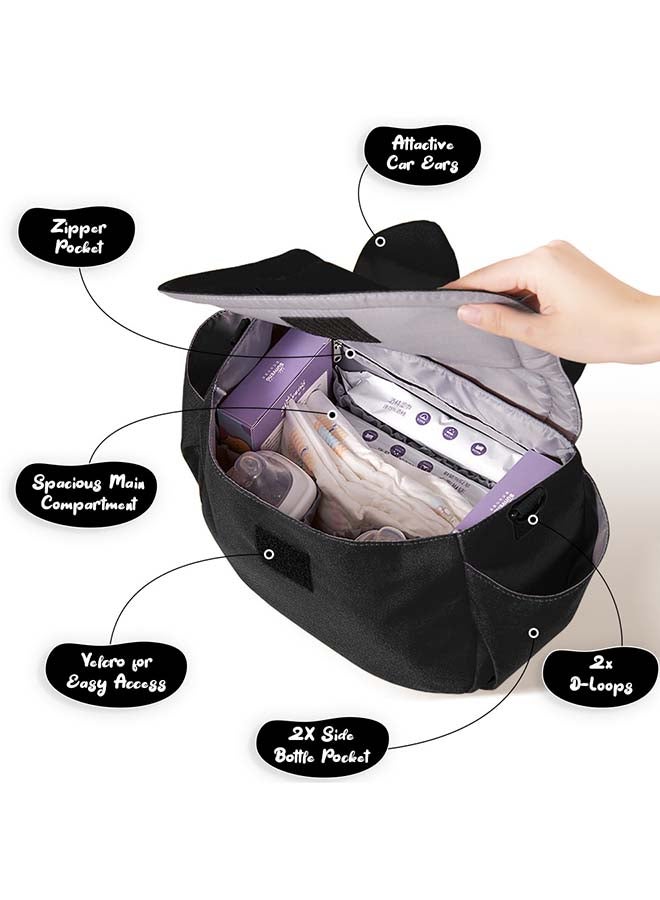 Sunveno - Comfortable And Durable Meow Stroller Diaper Bag - Black - Image 1