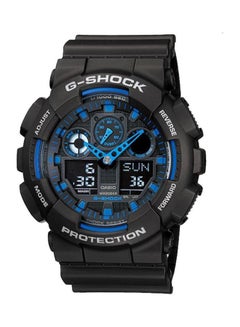 Men's Round Shape Rubber Strap Analog & Digital Wrist Watch 51 mm - Black - GA-100-1A2DR