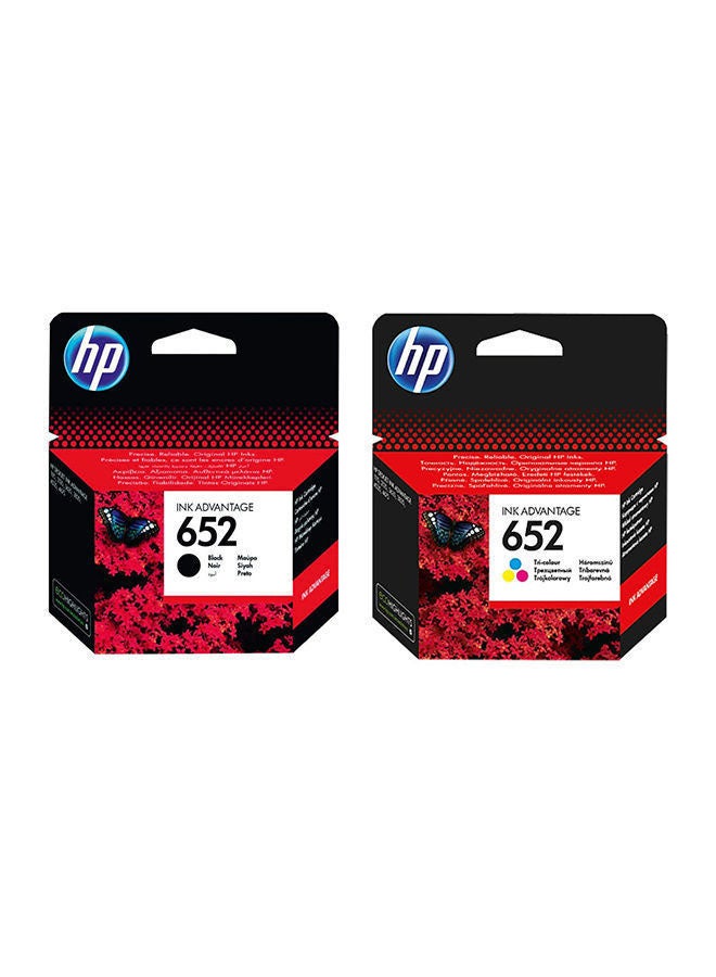 HP 652 Black Original Ink Cartridge [F6V25AE] & 652 Tri-Color Original Ink Cartridge [F6V24Ae] | Black & Tri Colour  - Image 1