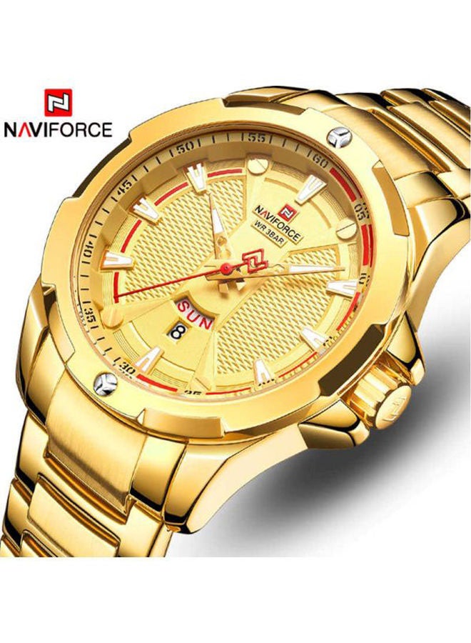 NAVIFORCE - Men's Water Resistant Analog Watch NF9161 - 45 mm - Gold - Image 1