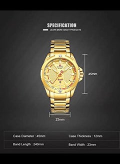 Men's Water Resistant Analog Watch NF9161 - 45 mm - Gold - v1667234002/N30745696A_8