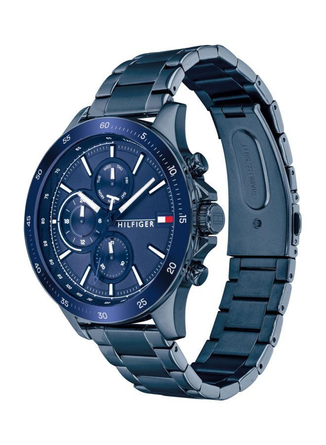 TOMMY HILFIGER Men's Bank Round Shape Stainless Steel Analog Wrist Watch 46 mm - Blue - 1791720  - Image 3