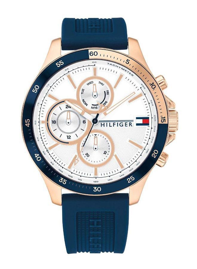 TOMMY HILFIGER Men's Round Shape Silicone Strap Chronograph Wrist Watch 46 mm - Blue - 1791778  - Image 1