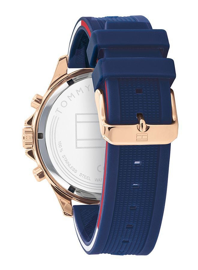 TOMMY HILFIGER Men's Round Shape Silicone Strap Chronograph Wrist Watch 46 mm - Blue - 1791778  - Image 2