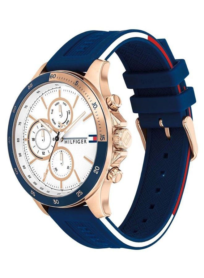 TOMMY HILFIGER Men's Round Shape Silicone Strap Chronograph Wrist Watch 46 mm - Blue - 1791778  - Image 3