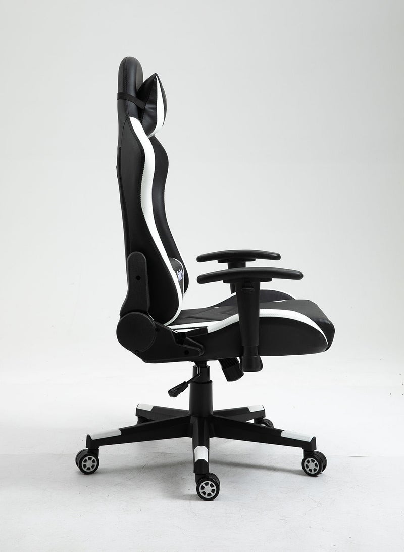 سويتش كرسي ألعاب Rune، Soft 2D Armrest مع مسند ظهر مرتفع، قابل للإمالة الكاملة وارتفاع المقعد قابل للتعديل، تصميم مريح يمكن استخدامه ككرسي مكتب أيضًا، أبيض وأسود 5903W  - Image 5