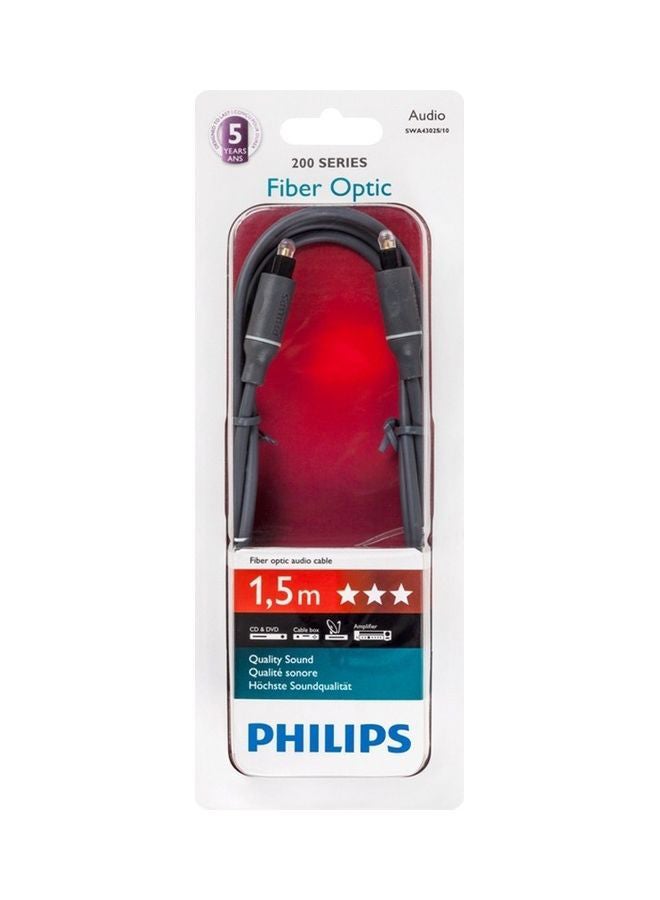 Philips Fiber Optic Audio Cable With Gold-Plated Connectors, High-Quality Digital Sound Transfer And Easy Installation - Grey  - Image 2
