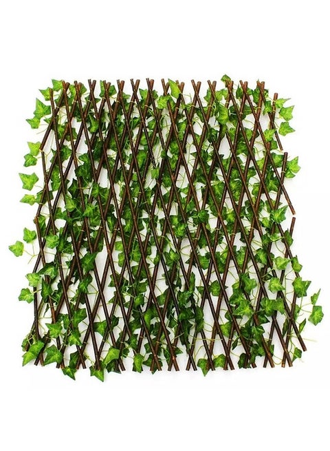 Expandable Wicker Fence With Faux Plants Green/Brown 1.20meter