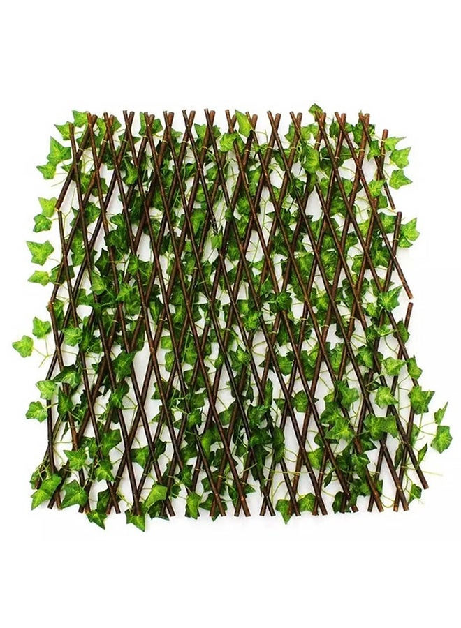 Generic Expandable Wicker Fence With Faux Plants Green/Brown 1.20meter  - Image 1