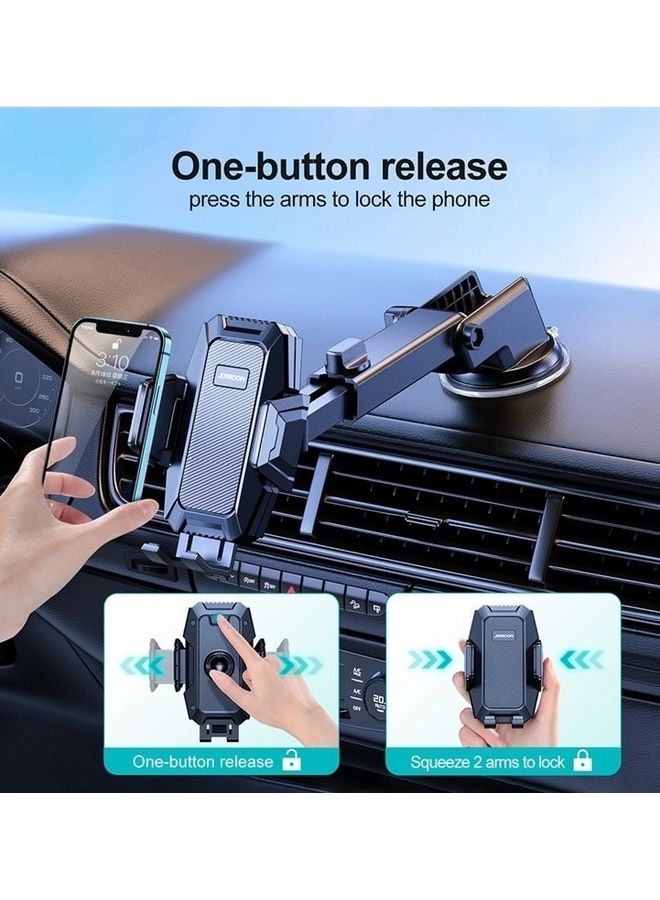 JR-ZS285 Mechanical Car Phone Holder Mount For Dashboard Compatible With iPhone Samsung Galaxy Huawei Redmi Oneplus Black - v1667282494/N53362796A_6