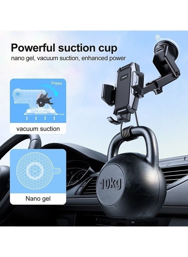 JR-ZS285 Mechanical Car Phone Holder Mount For Dashboard Compatible With iPhone Samsung Galaxy Huawei Redmi Oneplus Black - v1667282494/N53362796A_7