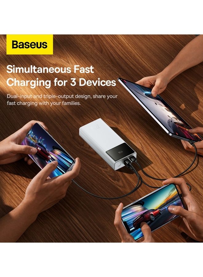 20000 mAh Power Bank, 22.5W Fast Charging 20000mAh Power bank, PD3.0 QC3.0 Portable Charger, 3A (USB-C in & Out) with LED Display Battery Pack for iPhone 14, 13, 12, 11, X Pro Max, Huawei, Samsung S21, S20 iPad and Many More White
