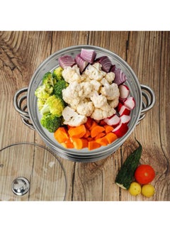 Royalford 4 Layer Thick Steamer Pot With Tempered Glass Lid Silver 7Liters  - Image 4