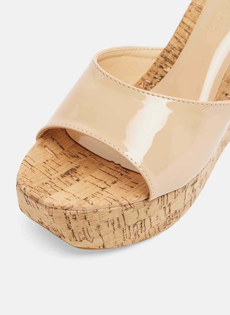 لايبل ريل Cork Wedge Heel Sandals Apricot