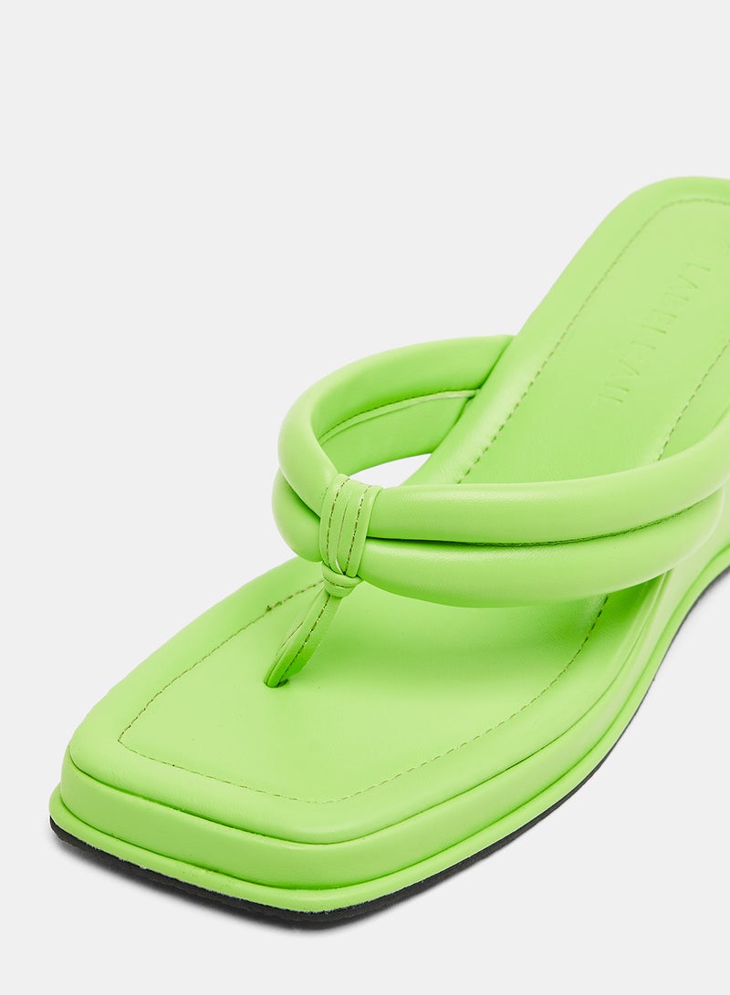 LABEL RAIL - Quilted Wedge Heel Sandals Green - Image 1