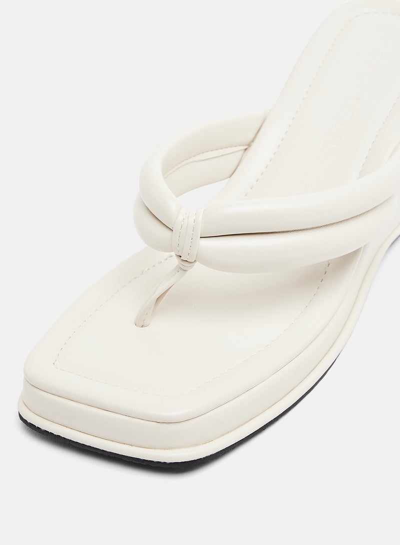 LABEL RAIL - Quilted Wedge Heel Sandals White - Image 1