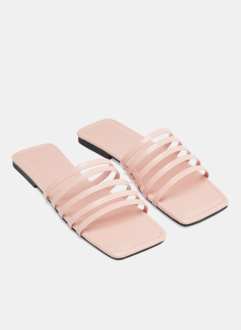 لايبل ريل Casual PU Flat Sandals Pink