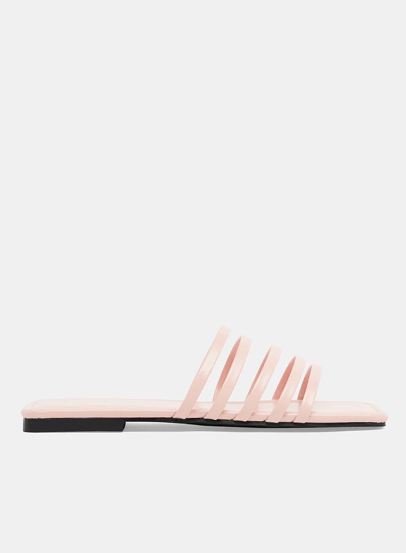 لايبل ريل Casual PU Flat Sandals Pink
