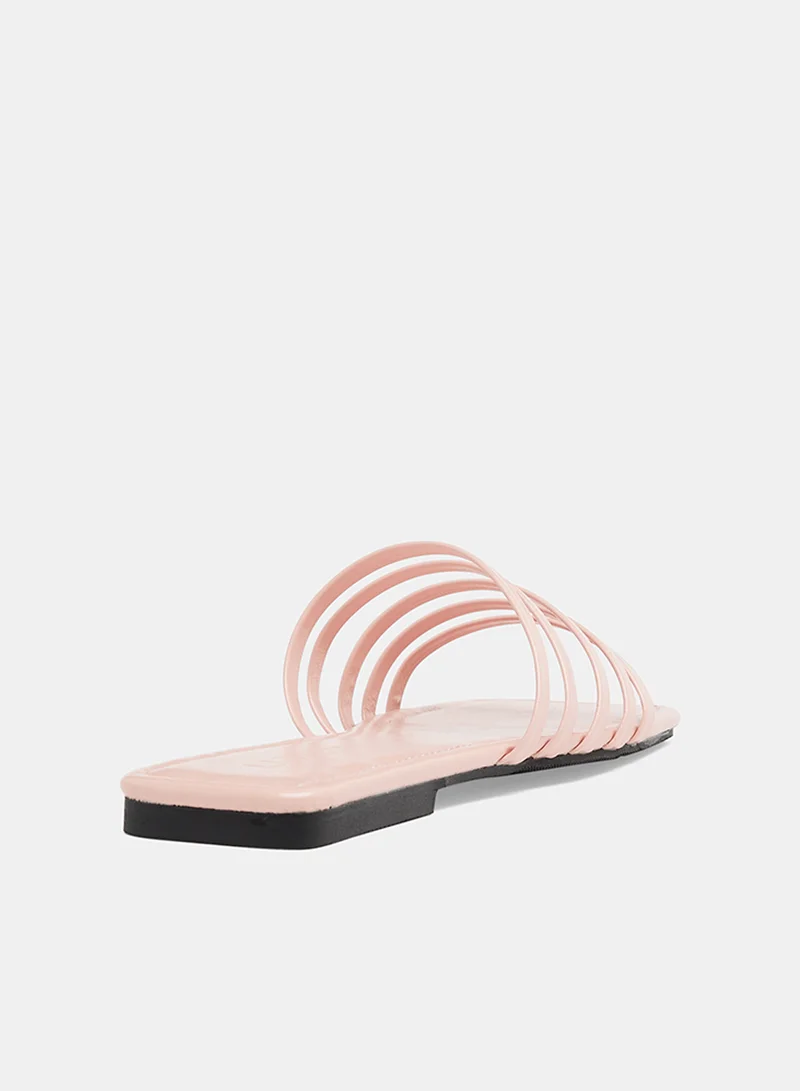 لايبل ريل Casual PU Flat Sandals Pink