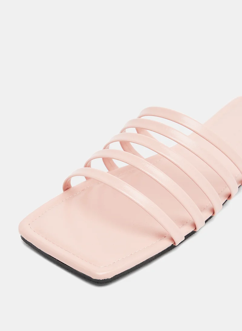 لايبل ريل Casual PU Flat Sandals Pink