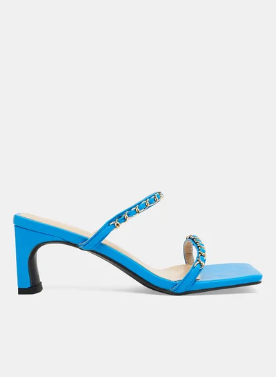LABEL RAIL Chain Block Heel Sandals Blue