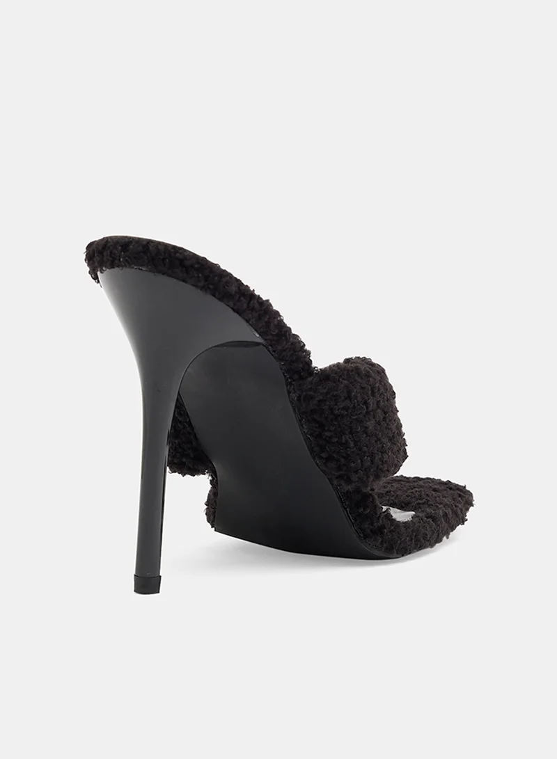 لايبل ريل Sherpa Stiletto Heels Black