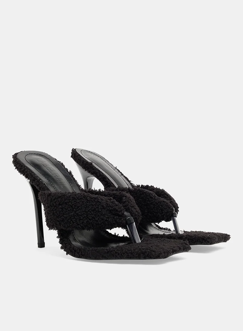 لايبل ريل Sherpa Stiletto Heels Black