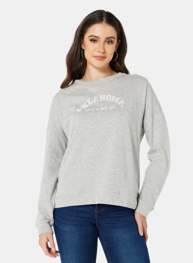 I.Scenery Graphic Sweatshirt Grey