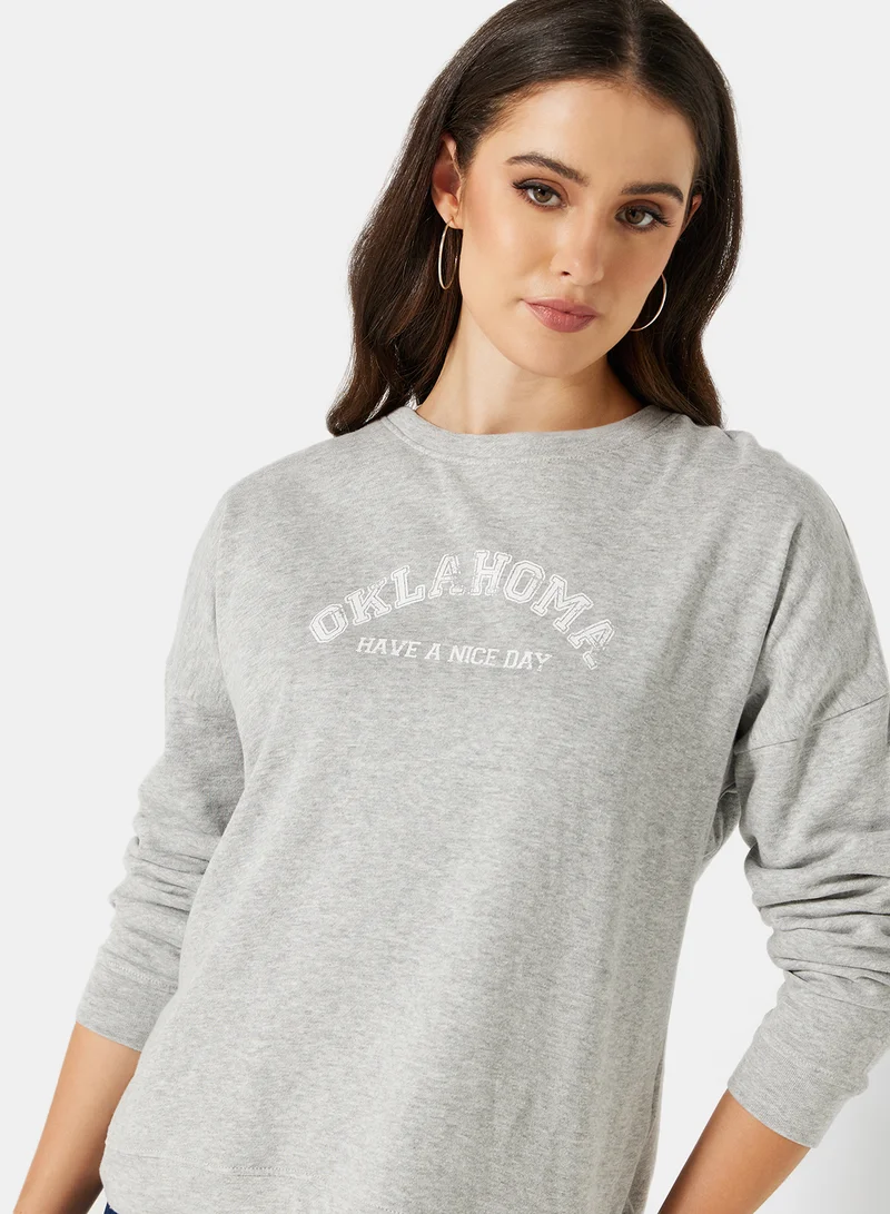I.Scenery Graphic Sweatshirt Grey