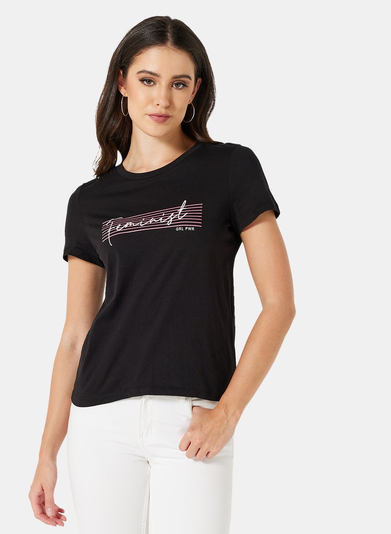 I.Scenery Graphic T-Shirt Black  - Image 1