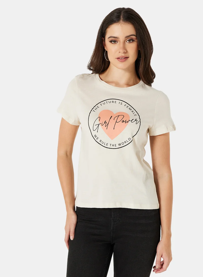 I.Scenery Graphic T-Shirt Light Grey