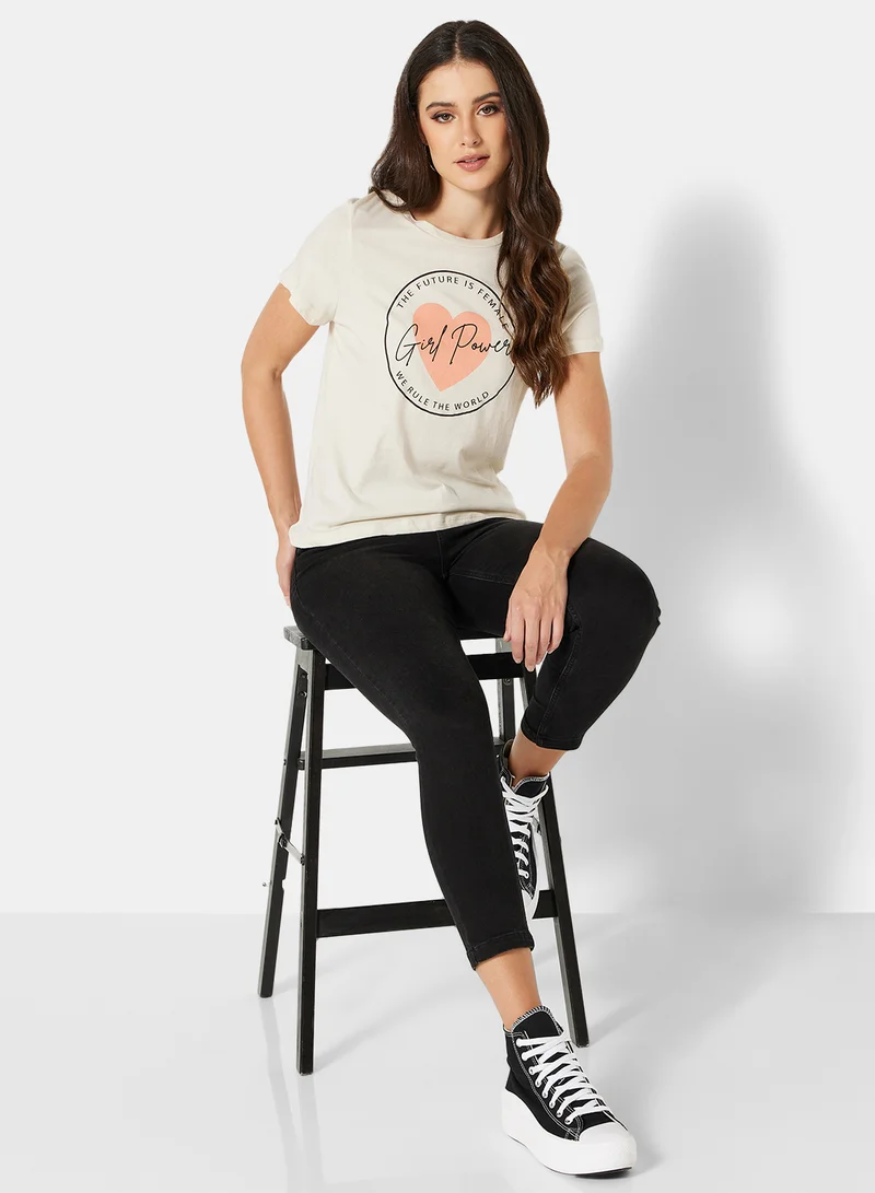 I.Scenery Graphic T-Shirt Light Grey