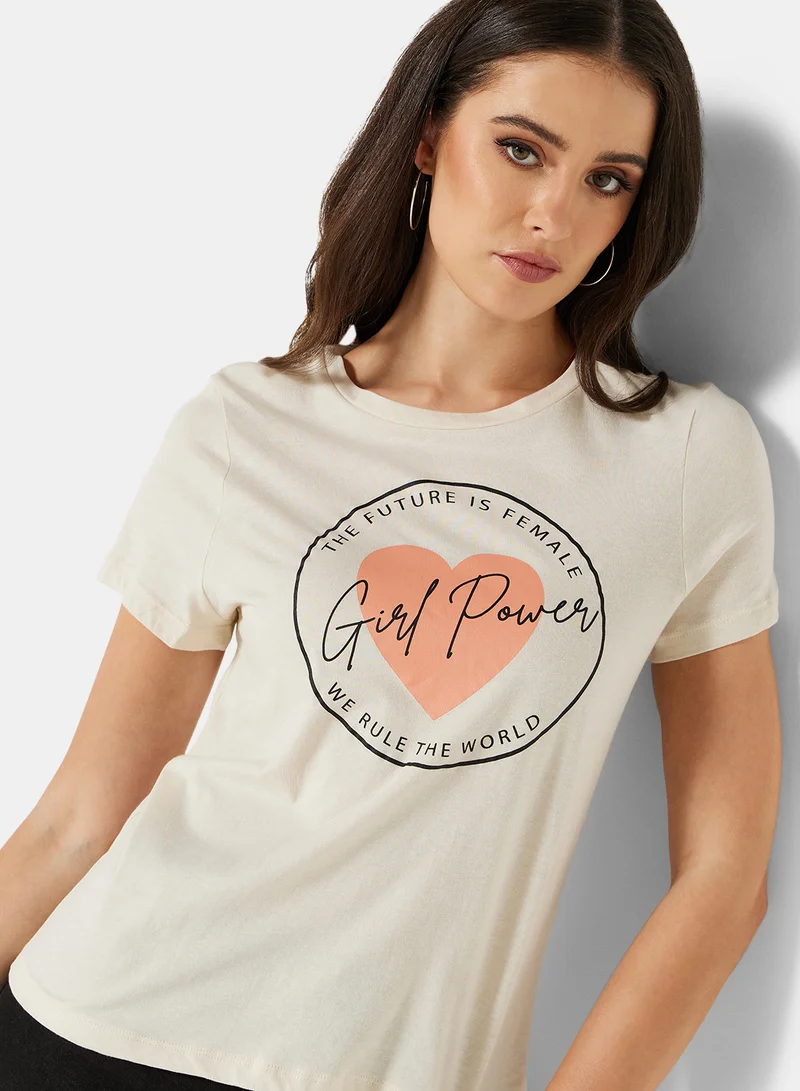 I.Scenery Graphic T-Shirt Light Grey