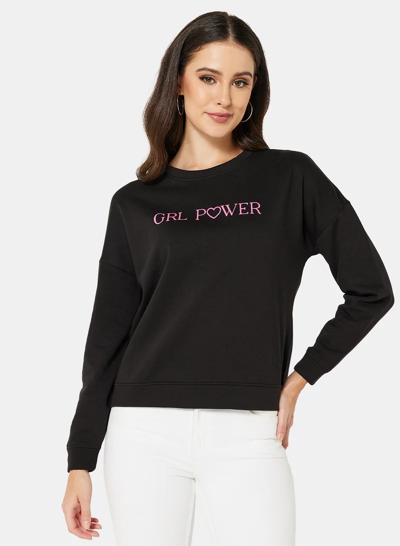 I.Scenery Graphic Sweatshirt Black