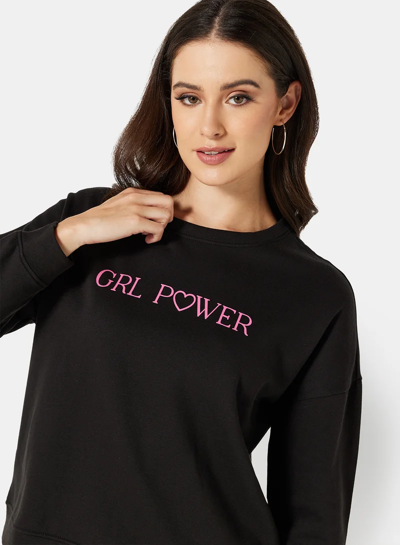 I.Scenery Graphic Sweatshirt Black