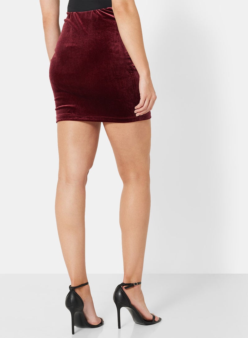 Ruched Side Mini Skirt Maroon - v1667300450/N51444243V_2