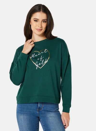 I.Scenery Graphic Sweatshirt Green