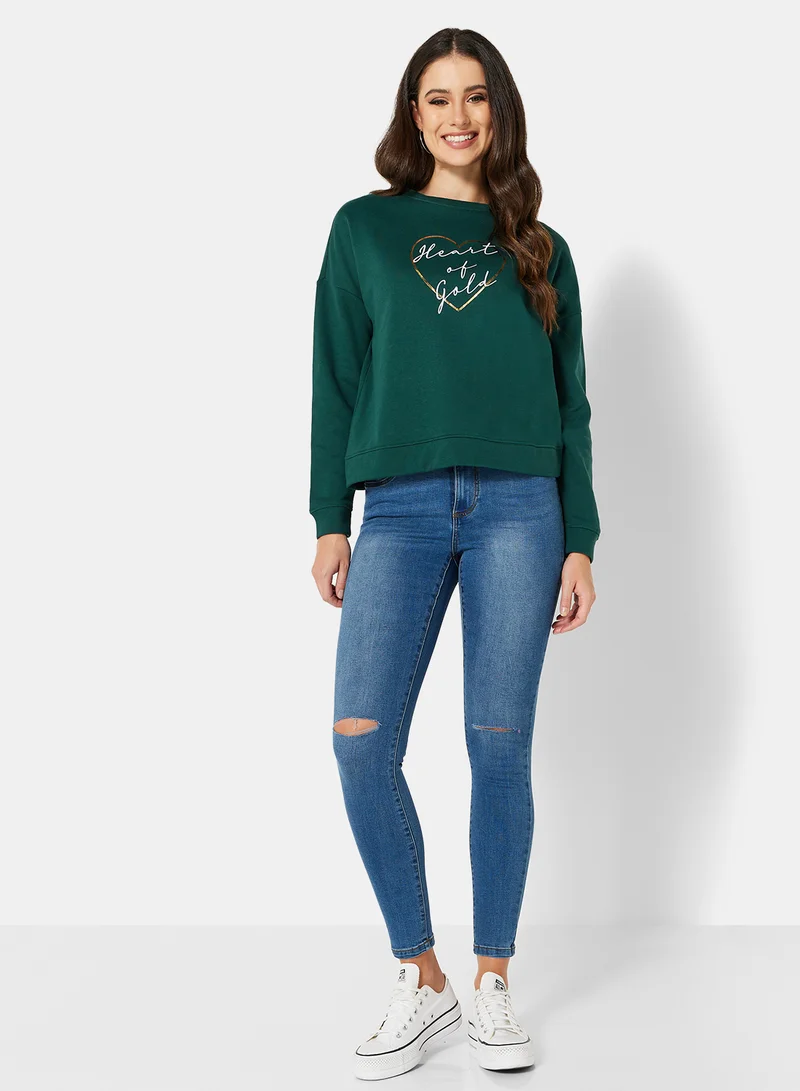 I.Scenery Graphic Sweatshirt Green
