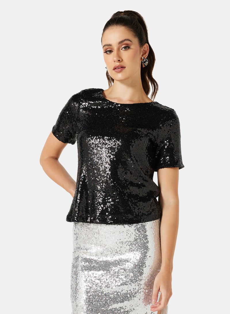I.Scenery - Sequin Detail Blouse Black - Image 1