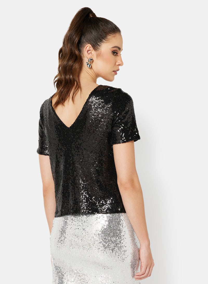 I.Scenery - Sequin Detail Blouse Black - Image 1