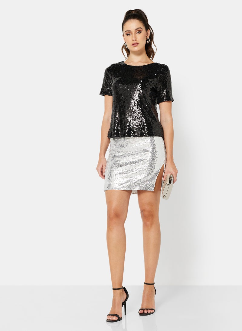 I.Scenery - Sequin Detail Blouse Black - Image 1