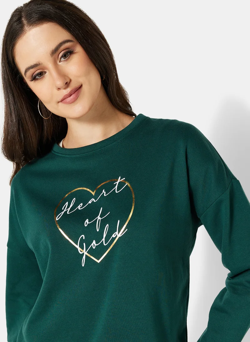 I.Scenery Graphic Sweatshirt Green