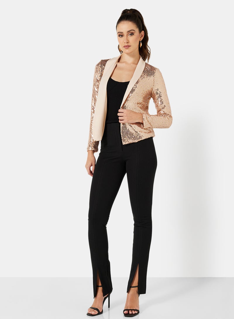 I.Scenery - Sequin Open Front Blazer Rosegold - Image 1