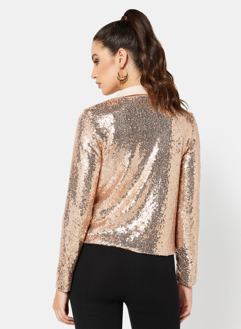 I.Scenery - Sequin Open Front Blazer Rosegold - Image 1