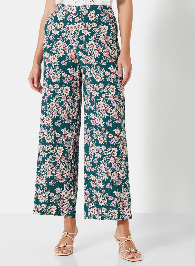 I.Scenery - Floral Flared Pants Light Teal - Image 1