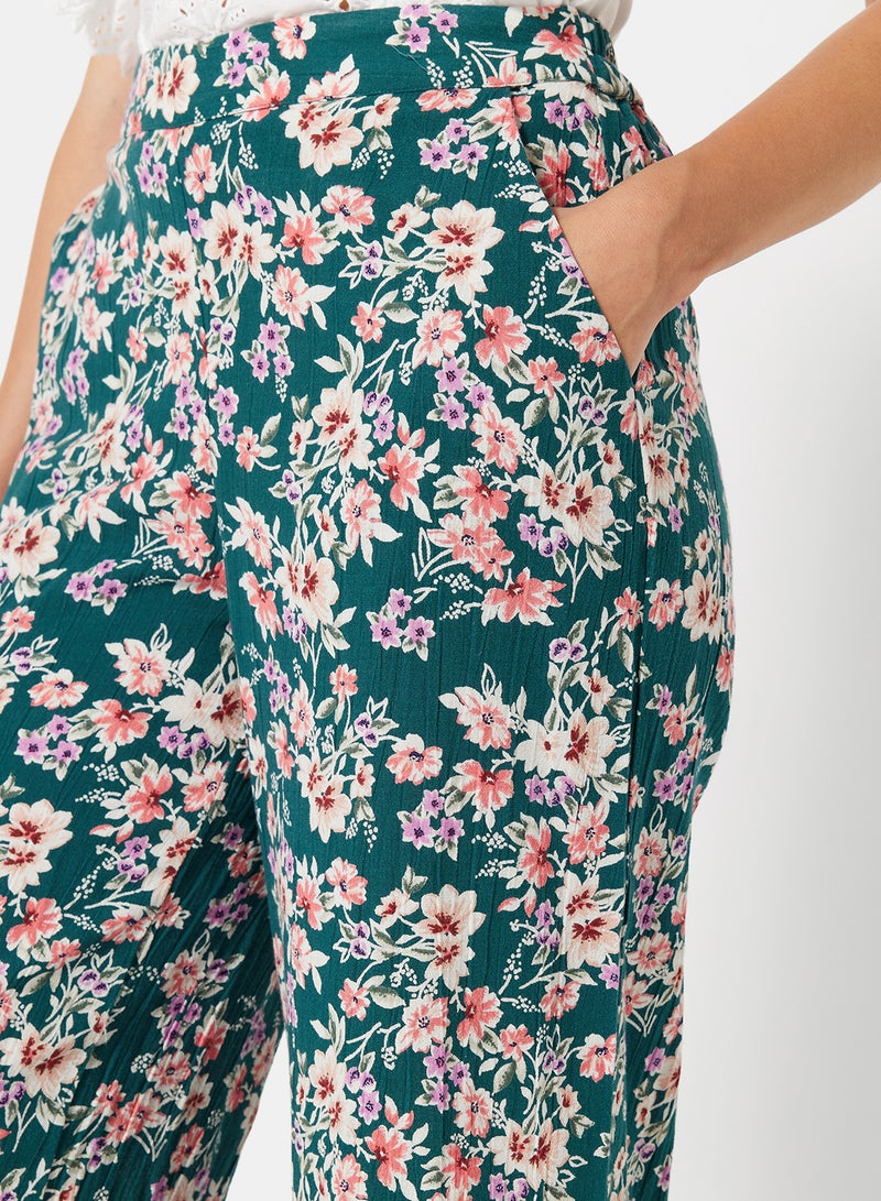 I.Scenery - Floral Flared Pants Light Teal - Image 1